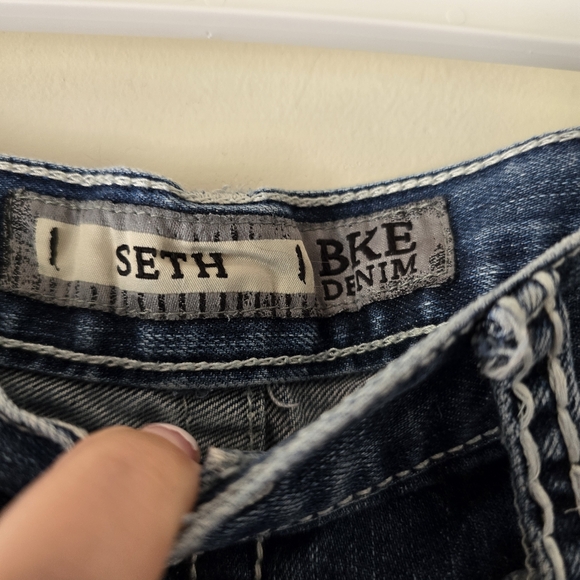 BKE DENIM SETH Distressed Denim Jeans Medium Wash Detailed Back Pockets Size 36R - Picture 14 of 17